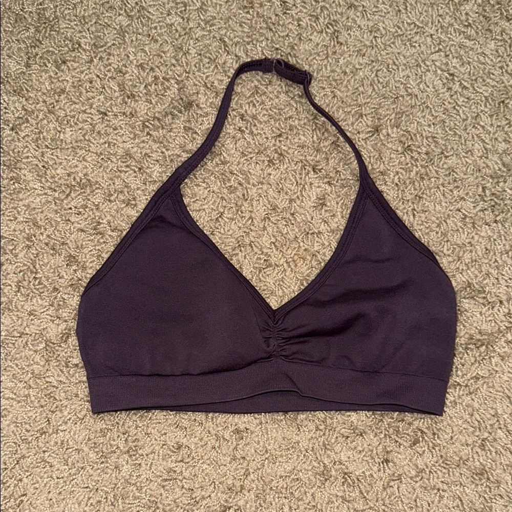 Alphalete Purple Triangle Halter Bra with Wide Support Band